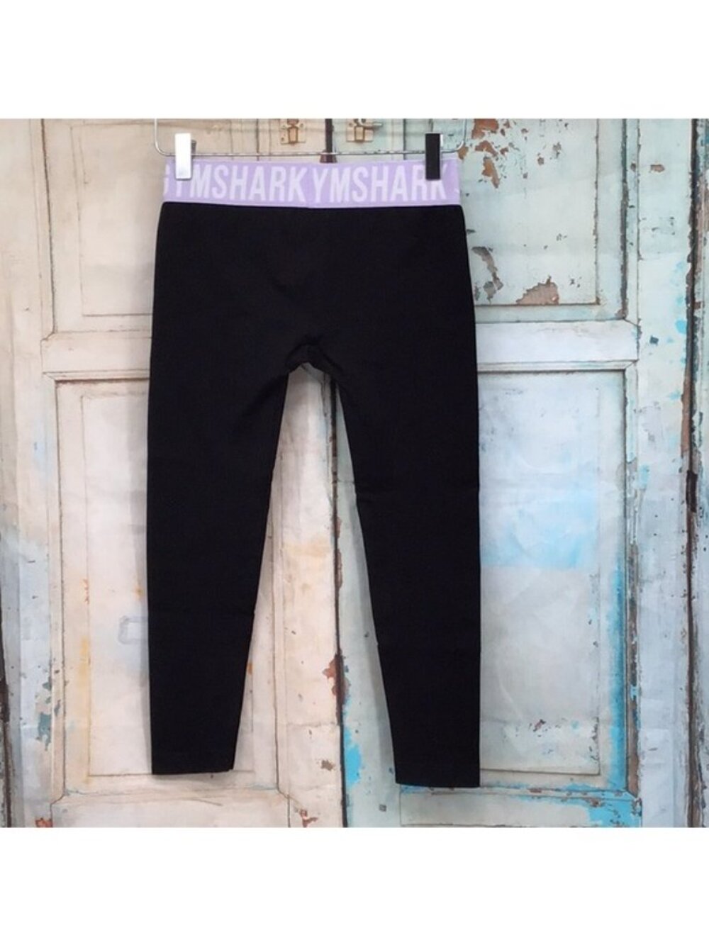 Gymshark Womens Black Leggings With Lavender Waistband XS Nylon Blend - Picture 3 of 4